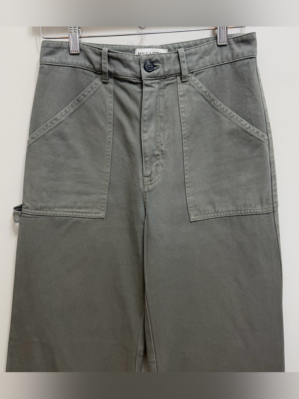 Nili Lotan Quentin Pant High Rise Wide Leg Carpenter Cargo Admiral Green Size 4 - Picture 5 of 8